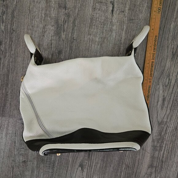 Valentina Made in Italy Genuine Leather Hand Bag – White & Brown - Picture 2 of 13